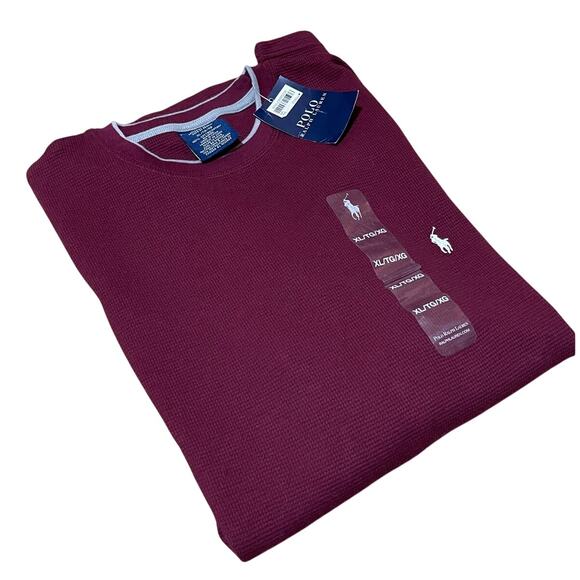 Polo Ralph Lauren Other - Polo Ralph Lauren NEW Shirt XL Maroon Sleepwear Long Sleeve Pull Ov Waffle Knit
